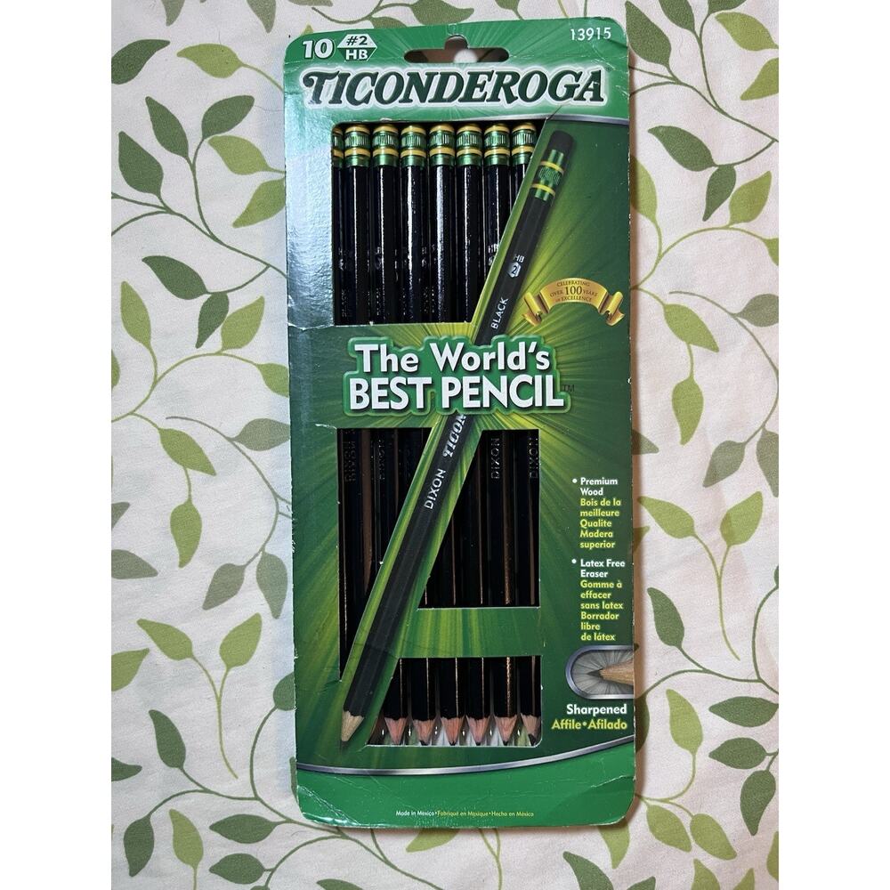 DIXON TICONDEROGA Premium Woodcased Pencils #2 HB Pre-Sharpened Black 10 Count